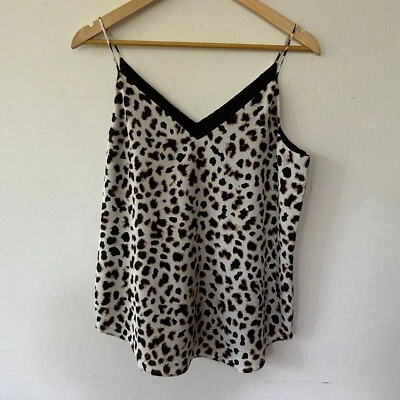 Camiseta sin mangas Express con estampado de animales para mujer mediana nueva con etiquetas correas de espagueti forradas cuello en V Foto 1 de 4