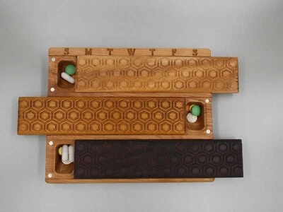 Caixa de comprimidos de madeira 7 dias/Honecomb/almoço matinal noite/ornamento natural/caixa de pílula - Imagem 1 de 4