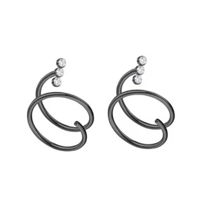 Pair Surgical Steel Double Spiral Nose Ring Chain Septum Cartilage Hoop Piercing - Picture 1 of 28