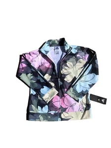 Brand New Girls Adidas Allover Floral Print Full Zip Track Jacket Pink M 10/12 - Picture 1 of 7
