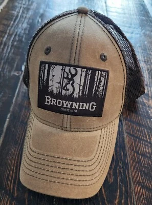 BROWNING TIMBER WAX MESH BACK CAP BUCKMARK LOGO HAT TRUCKER - Image 1 of 4