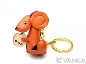 Mouse with Cheese Handmade 3D Leather (L) Keychain *VANCA* Made in Japan #56151 - Picture 1 of 12