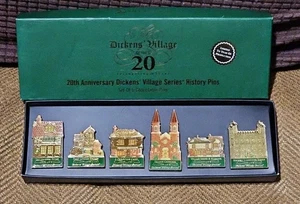 Dept 56 Dickens' Village Series 20th Anniversary History Enamel Pin Set - Picture 1 of 3