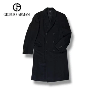 GIORGIO ARMANI Wool and Cashmere Chesterfield Coat Navy Size 46 Vintage Men's - Picture 1 of 24