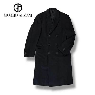 GIORGIO ARMANI Wool and Cashmere Chesterfield Coat Navy Size 46 Vintage Men's - Image 1 of 4