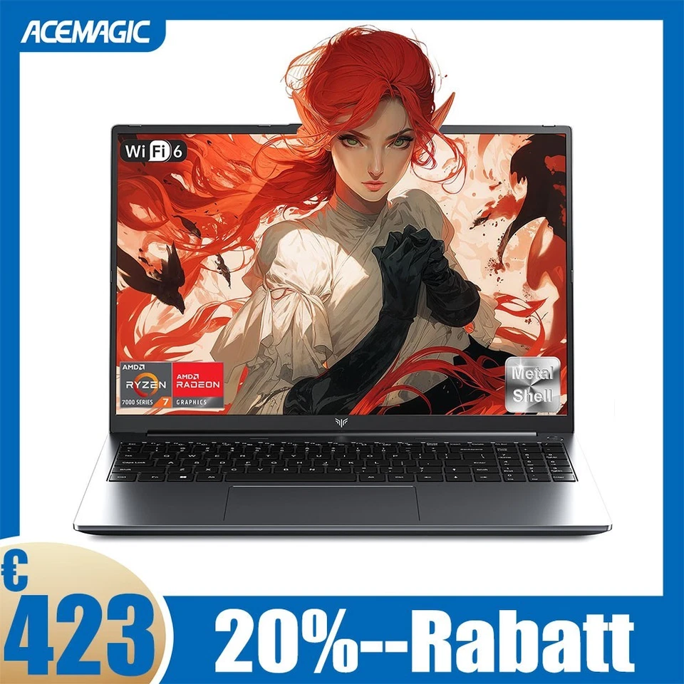 ACEMAGIC 16'' FHD Gaming Laptop AMD Ryzen 7 6800H 16GB DDR5 512GB SSD WIFI6 BT