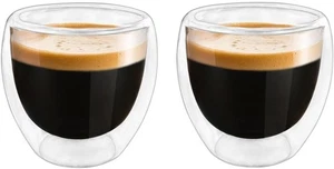 Tasses expresso double paroi (lot de 2 tasses en verre 3 oz, transparent - Photo 1/7