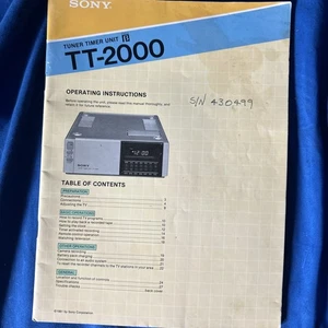 Sony Betamax TT-2000 Tuner Timer Unit Operating Instructions Manual O - Picture 1 of 5