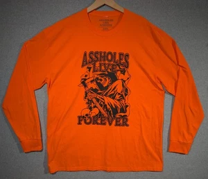 Camisa Manga Larga Assholes*s Live Forever Para Hombres XXL Naranja Halloween Calaveras Negras - Imagen 1 de 7