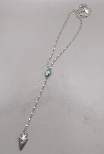 Vintage Sterling Silver 925 Y Drop Necklace w/ Turquoise Stone 7.5” (6.15g) - Picture 1 of 11