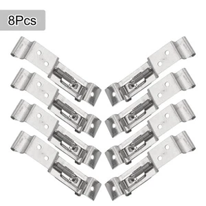 Complete Set of 8 Pcs Stainless Steel Vehicle License Plate Holders with Clamps - Picture 1 of 12