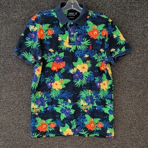 Polo Ralph Lauren polo uomo taglia L vestibilità classica blu floreale hawaiana tropicale - Foto 1 di 6