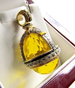 HERVORRAGENDER RUSSISCHER EI ANHÄNGER STERLINGSILBER 925 & 24K GOLD CITRIN und EMAILLE - Bild 1 von 1