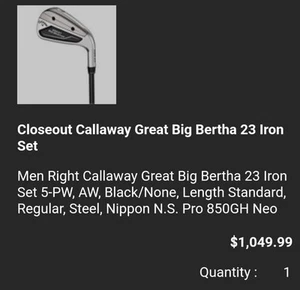 CALLAWAY GREAT BIG BERTHA GBB23 2023 IRONS SET 5-PW+AW REGULAR EXCELLENT MRH - Picture 1 of 1