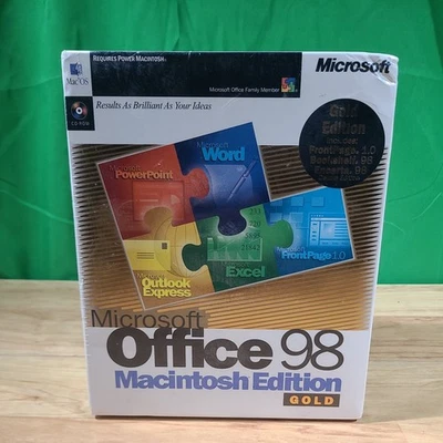 Sealed Microsoft Office 98 Gold Macintosh Edition with Box and manuals Mac - Image 1 of 4