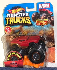 Monster Trucks Hot Wheels 2019 Marvel Red Hulk con Connect & Crash Car ¡Raro! - Imagen 1 de 3