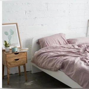 NEU Primary 100 % langstapeliges französisches Leinen Full/Queen Top Laken mit Druckknöpfen 159 $ - Bild 1 von 5