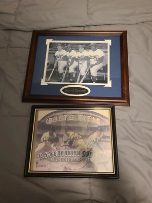 1955 Brooklyn Dodgers WS Winning Pitchers Signed 8x10 Photo 3 & Boys Of Summmer  - Image 1 of 4