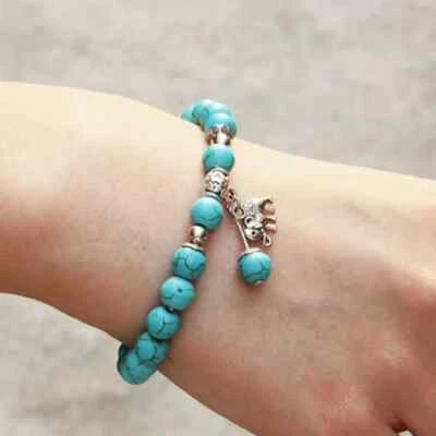 Pulseras con cuentas de piedras preciosas dijes hilo de elefante brazalete de piedras semipreciosas Foto 1 de 4