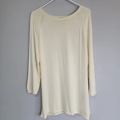 Suéter elástico J McLaughlin para mujer mezcla de soja amarillo crema manga larga XL Foto 1 de 4