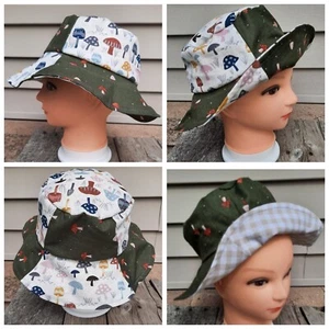 Mushrooms Bucket Hat L Handmade 23" - Picture 1 of 5