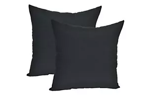 Set of 2 - Indoor / Outdoor Solid Black Decorative Throw Pillows - 17" x 17" - Picture 1 of 1