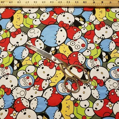 Hello Kitty Friends my melody Sanrio capsule cotton Jersey Fabric by Fat Quarter - Image 1 of 4