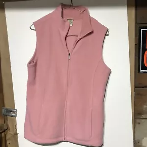 L.L. Bean Peach Zip Front Fleece Sleeveless Vest Women's Medium VGUC!!!pockets ! - Picture 1 of 5