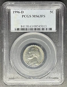 1996-D Jefferson Nickel PCGS MS-63 FS, Buy 3 Items, Get $5 Off!! - Picture 1 of 2