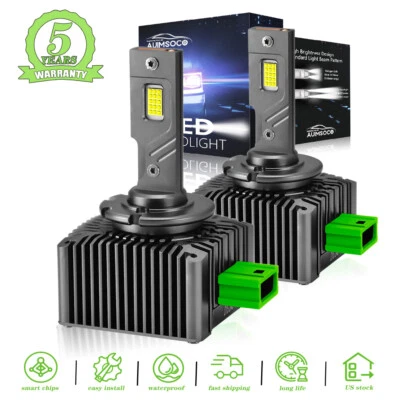 For Lincoln Continental 2017-2019 2020 LED Headlight D3 High Low Beam Bright KIT - Image 1 of 4