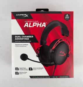 HyperX Cloud Alpha Red Over the Ear Pro Gaming Dual Chamber Headset - Picture 1 of 9