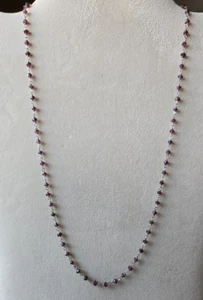 Rhodolite Garnet Beaded Station Necklace 20 In. Platinum Over Sterling 20.00 ctw - Picture 1 of 7