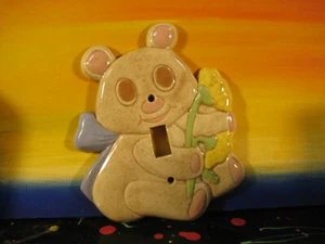 Teddy Bear Ceramic Nursery Light Switch Decorative Cover Plate - Picture 1 of 2