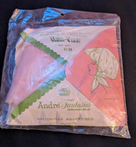 NUEVO Antiguo Stock Vintage Visera de Lluvia Andre Fantasías Cabello Lluvia Rosa - Imagen 1 de 3