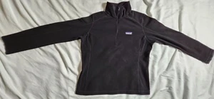 Patagonia Women's Fleece Sweatshirt Black 1/4 Zip Size Medium Long Sleeve Logo - Picture 1 of 19