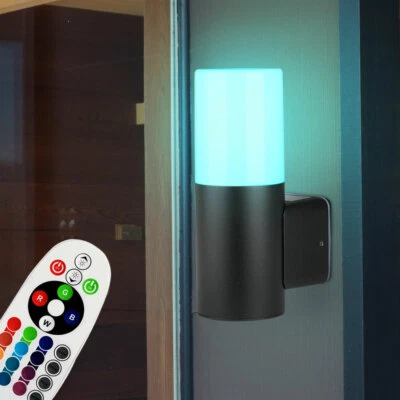 RGB LED Außen Wand Lampe Fernbedienung Spot Strahler ALU schwarz Leuchte dimmbar - Bild 1 von 4