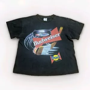Maglietta Budweiser Wild Oats Hockey Puck Shot 1993 punto singolo taglia XL USA VINTAGE - Foto 1 di 21
