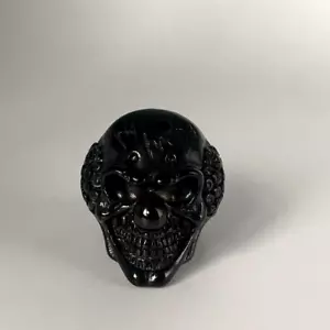 Ring klobig Gothic Schädel Joker Größe T1/2 schwarz plattiert 316L Edelstahl Geschenk - Bild 1 von 5
