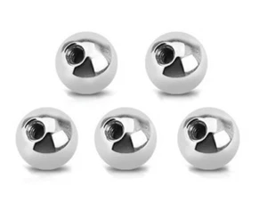5 Spare Surgical Steel Balls 16g Thread - 4mm Balls Replacement - Picture 1 of 1