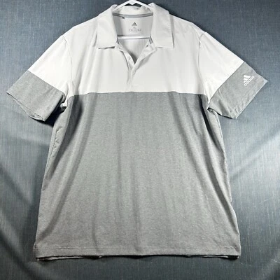 阿迪达斯男式 Polo 衫灰色白色短袖套衫运动尺寸 XL — 第 1/4 张图片