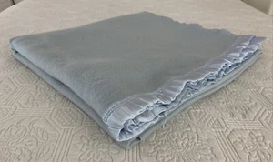 Vintage Onkaparinga Pure Wool Single Blanket Light Blue / Grey 205 cm x 160 cm - Picture 1 of 11