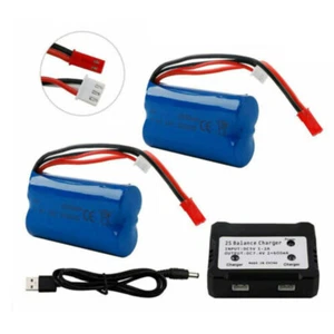 2 PIEZAS Batería de iones de litio 7,4V 1500mAh Enchufe JST para Coche de radiocontrol Barco Helicóptero MJX T10 - Imagen 1 de 7