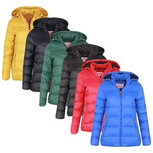 Neu Damen Gesteppt Gefüttert Bubble mit Kapuze Warm Pufferjacke Viele Farben - Bild 1 von 7