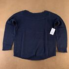 Croft & Barrow Womens Pullover Sweater Blue Textured Ribbed Hem Crew Neck L New