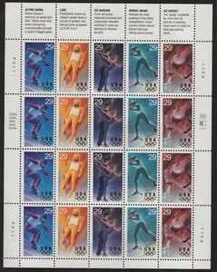 US, Scott #2807-2811a complete sheet WINTER OLYMPICS MNH - Picture 1 of 1