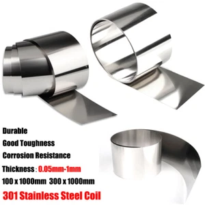 301 Stainless Steel Band Foil Sheet Metal Plate Strip Panel thick 0.05mm-1mm - Picture 1 of 10