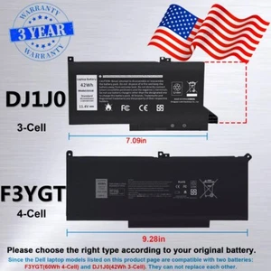 ✅F3YGT / DJ1J0 Battery For Dell Latitude 12 7280 7290 13 7380 7390 14 7480 7490 - Picture 1 of 15