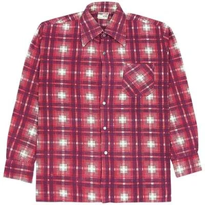 SuperQualitat Vintage Checked Flannel Wool Shirt Red White - Picture 1 of 5