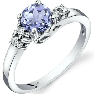 14K White Gold Tanzanite Diamond Solstice Ring Sizes 0.75 Cts Sizes 5-9 - Picture 1 of 4