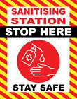 Sign Adhesive Sticker Stop Here Sanitising Station Sanitise Hands Notice Print